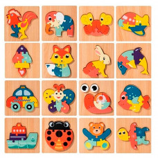 Дерев.гра Пазли 16дет, 15*15см MD1520